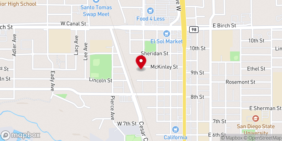Map showing location of Ministerios Ríos de Agua Viva MRAV, Calexico