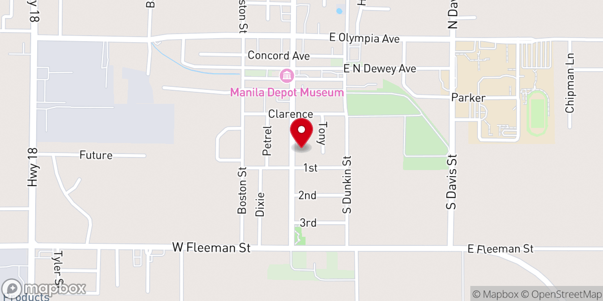 Map showing location of First Baptist Church of Manila