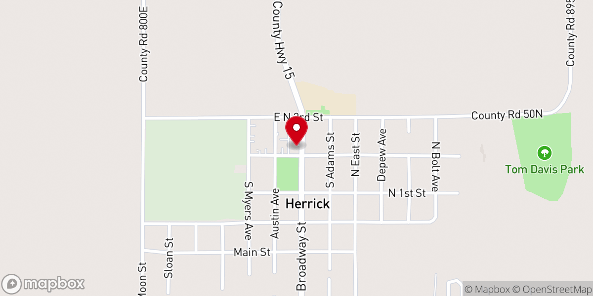 Map showing location of Herrick Baptist Church