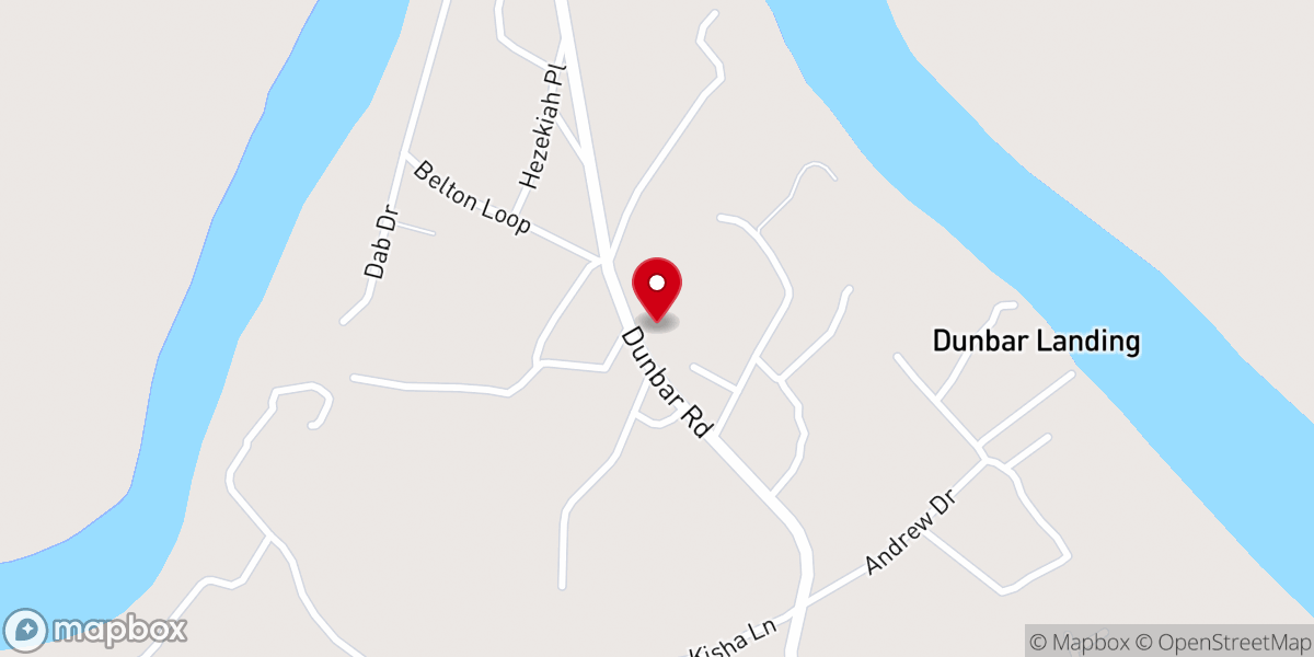 Map showing location of Dunbar Church of Christ