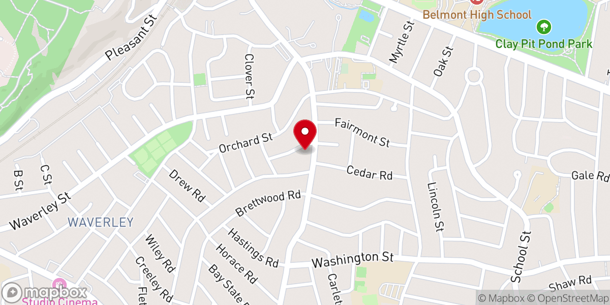 Map showing location of First Church of Christ, Scientist, Belmont, MA