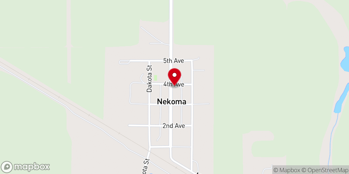 Map showing location of Nekoma Church