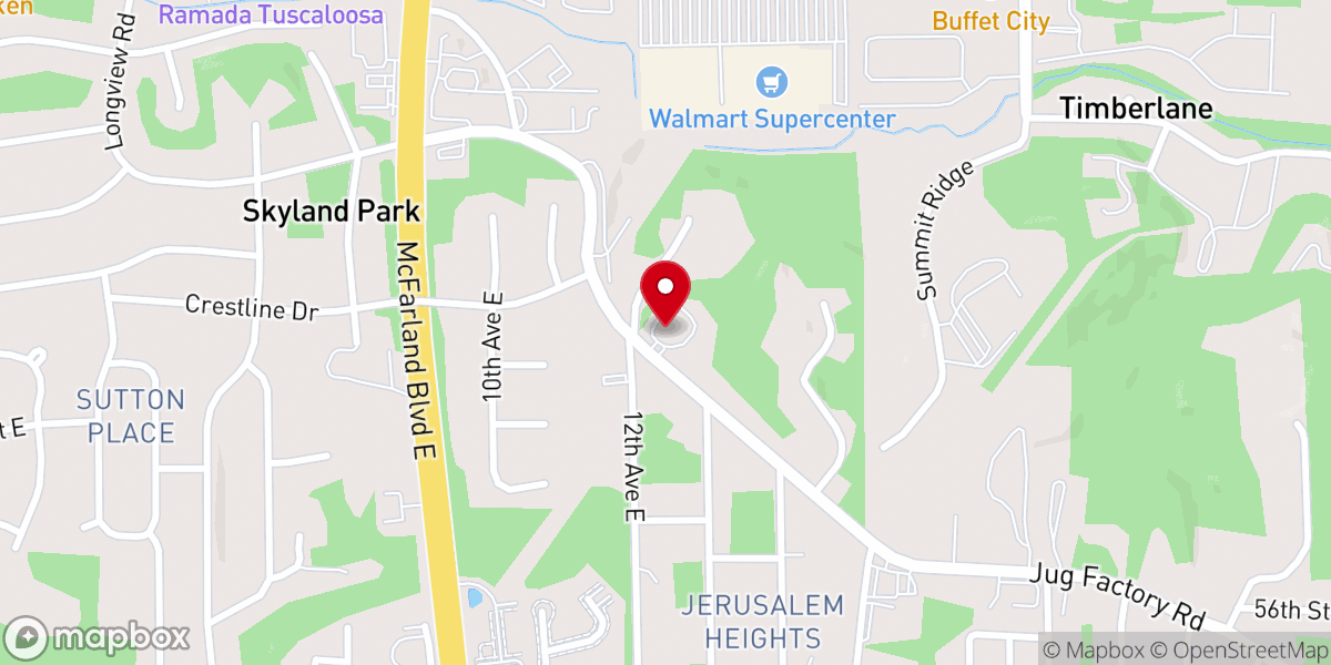Map showing location of New Life Baptist Church