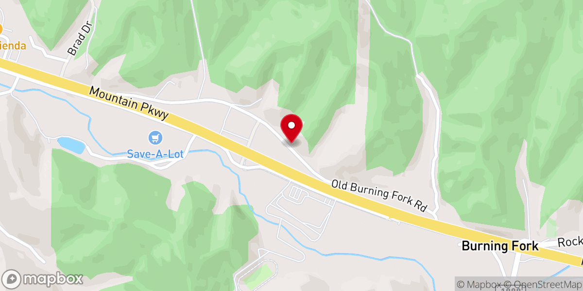 Map showing location of Brushy Fork Baptist Church