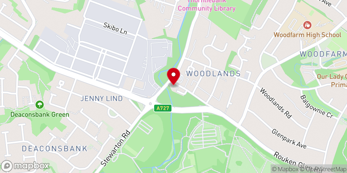 Map showing location of Thornliebank Parish Church