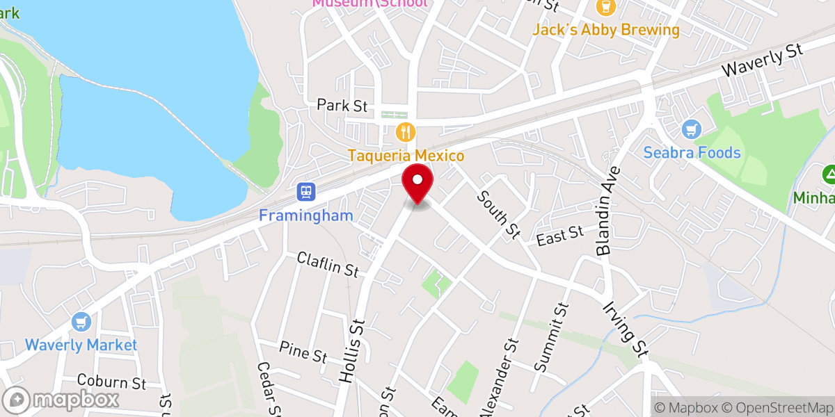 Map showing location of Igreja de Cristo em Framingham