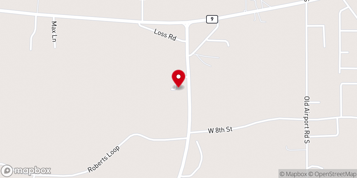 Map showing location of West Pontotoc Pentecostal Church