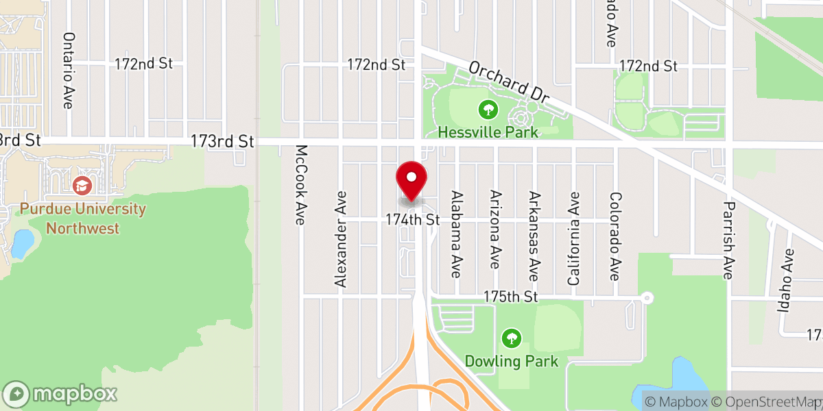 Map showing location of Life Point Church - Hammond Campus
