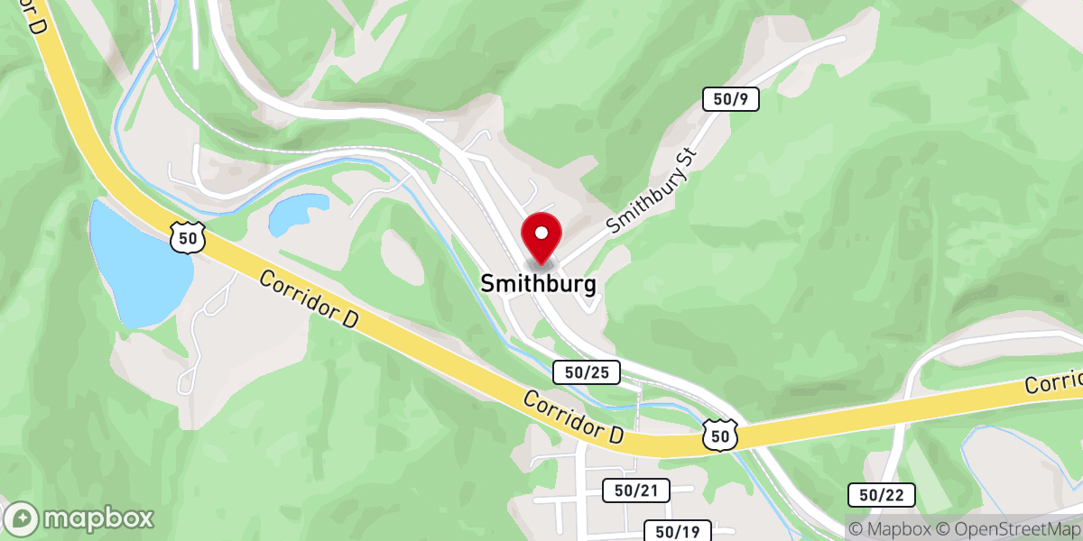Map showing location of Smithburg United Methodist Church