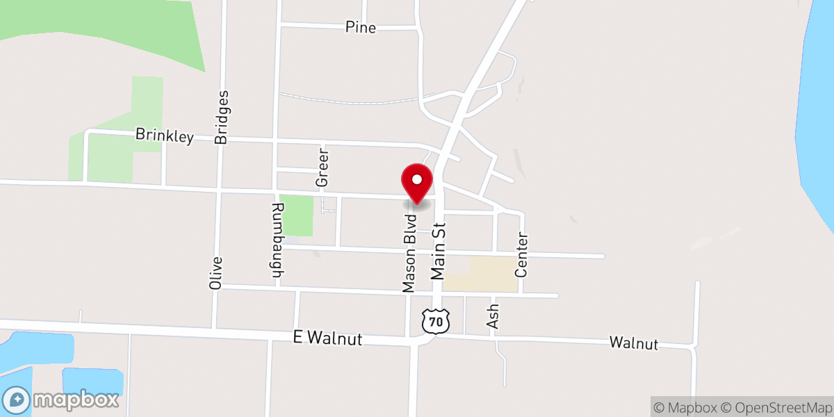 Map showing location of De Valls Bluff First Baptist Church