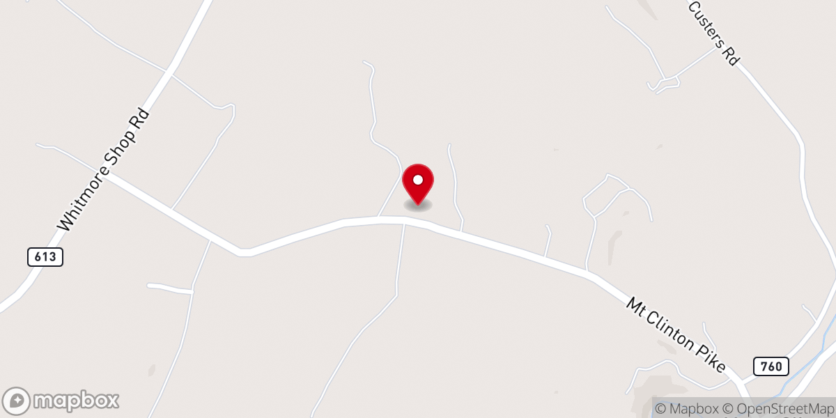 Map showing location of Mount Clinton Mennonite Church