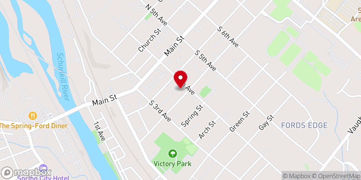Map showing location of First United Church of Christ, Royersford