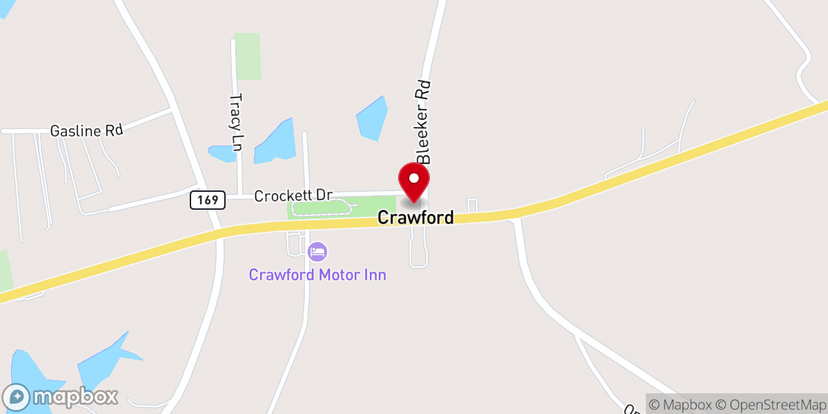 Map showing location of Crawford United Methodist Church