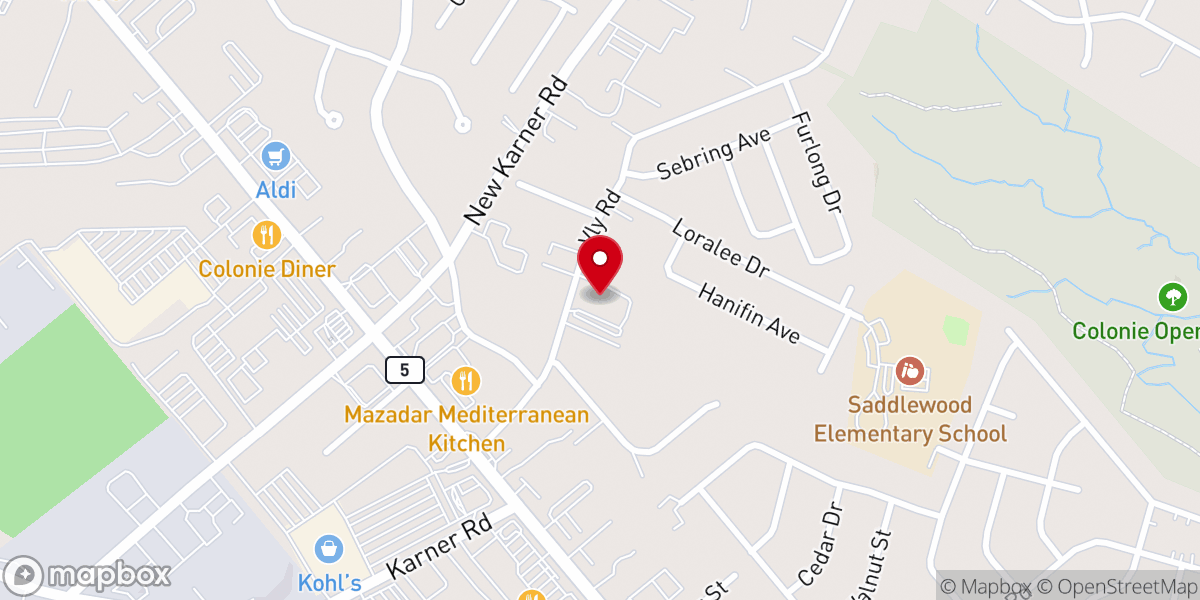 Map showing location of Victory Church Colonie