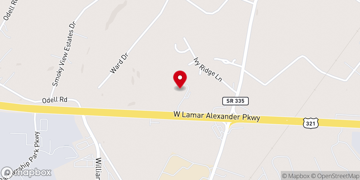Map showing location of Smoky View Church