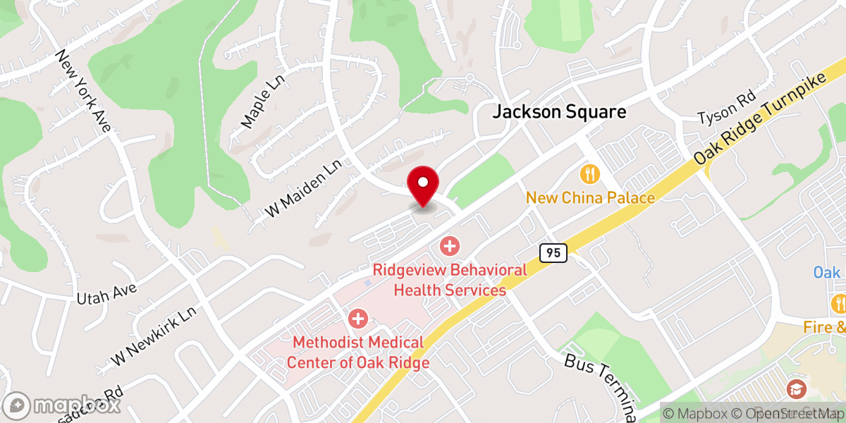 Map showing location of Jewish Congregation of Oak Ridge