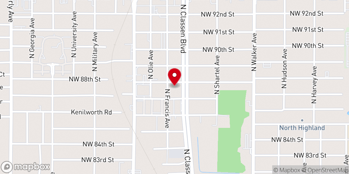 Map showing location of Prevailing Church OKC