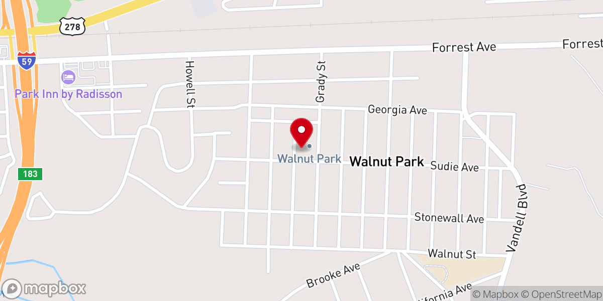 Map showing location of West End Baptist Church