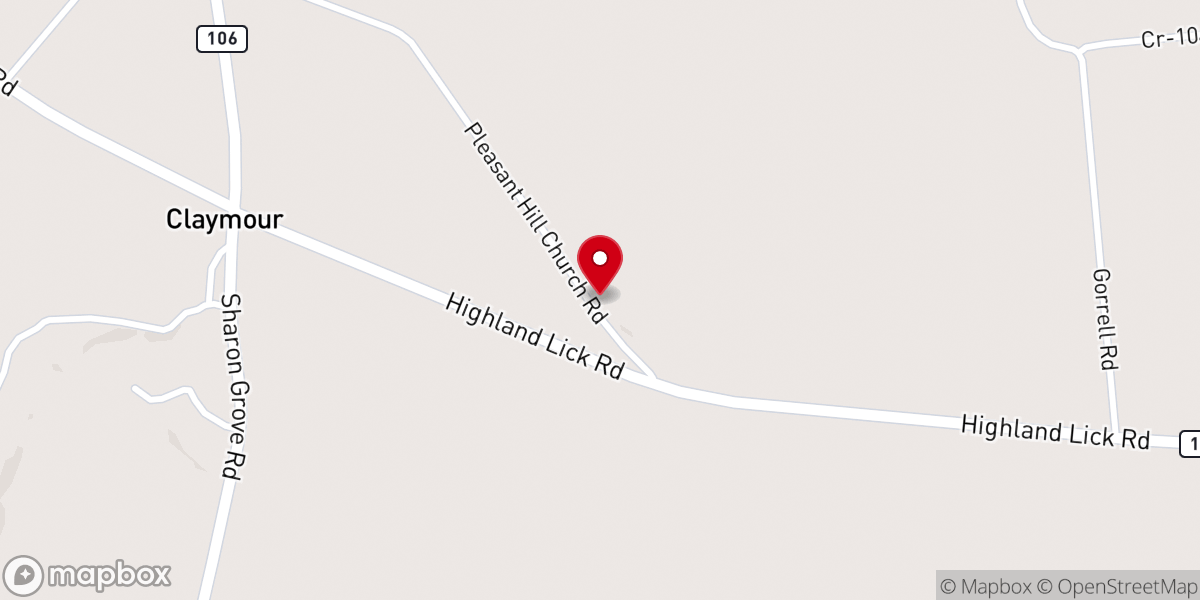 Map showing location of Pleasant Hill Church