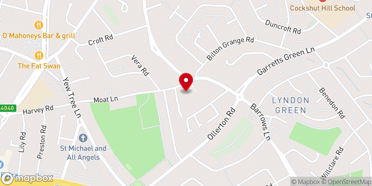 Map showing location of Digbeth-in-the-Field URC Church