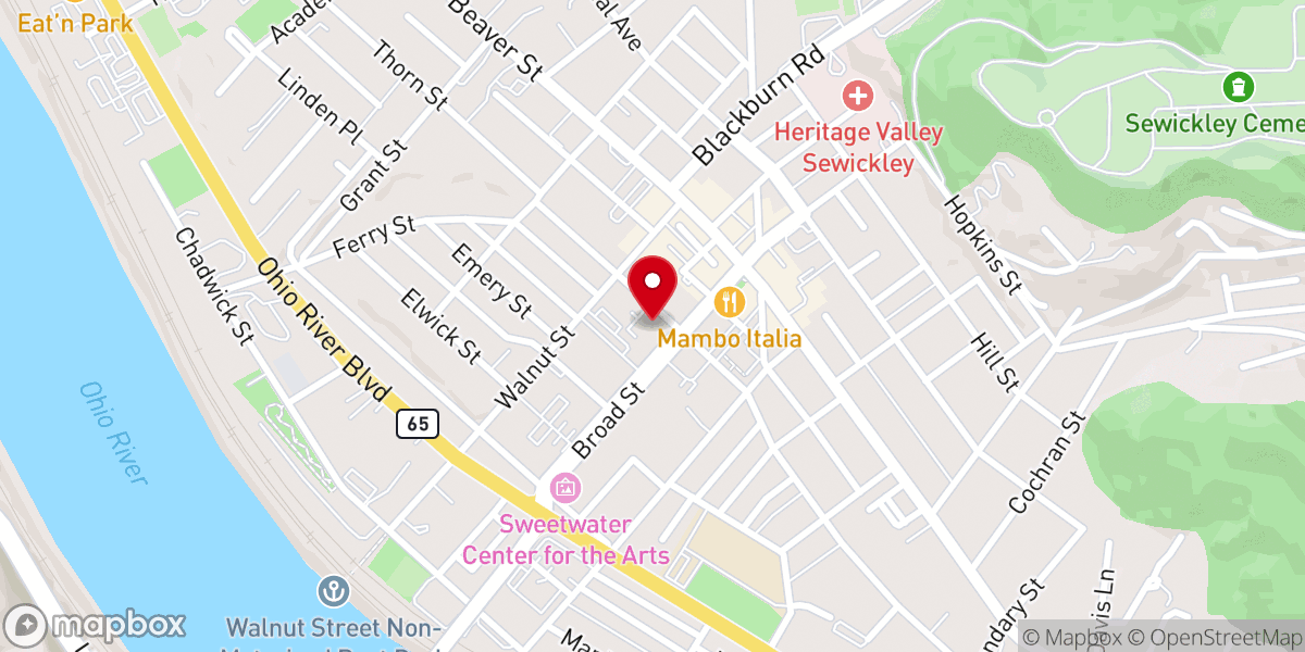 Map showing location of Sewickley United Methodist Church