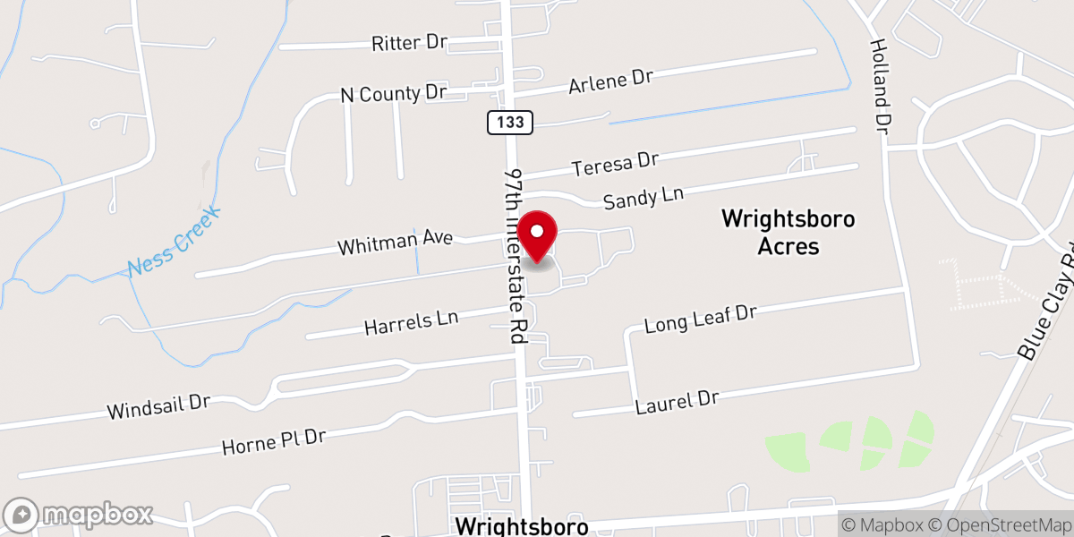 Map showing location of Wrightsboro Baptist Church