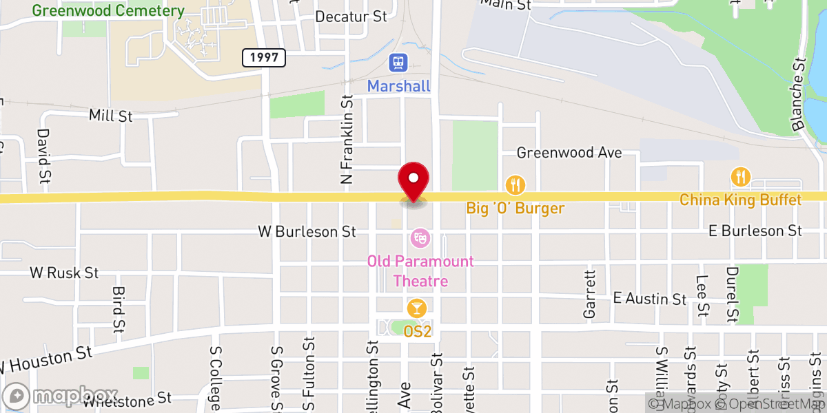 Map showing location of Marshall Church of Christ