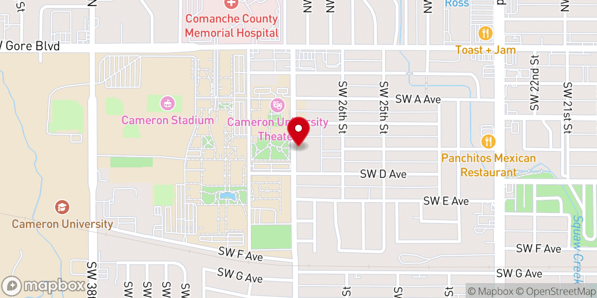 Map showing location of Cameron Baptist Church