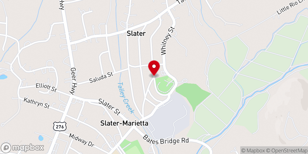 Map showing location of Slater United Methodist Church