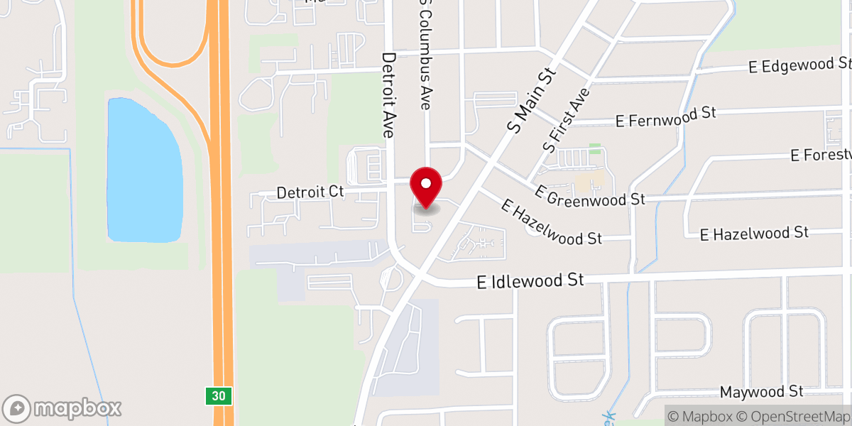 Map showing location of Advent Lutheran Church