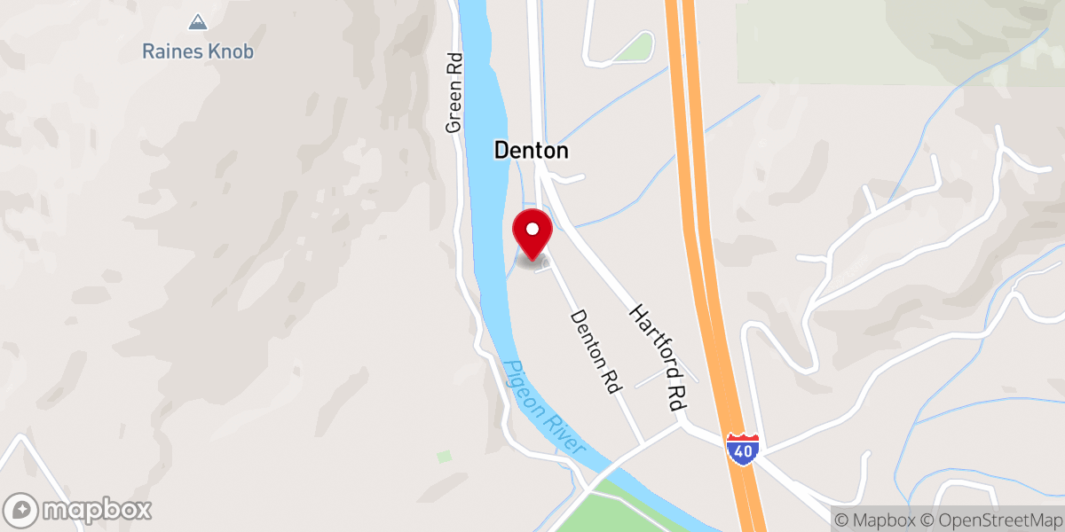Map showing location of Denton Baptist Church