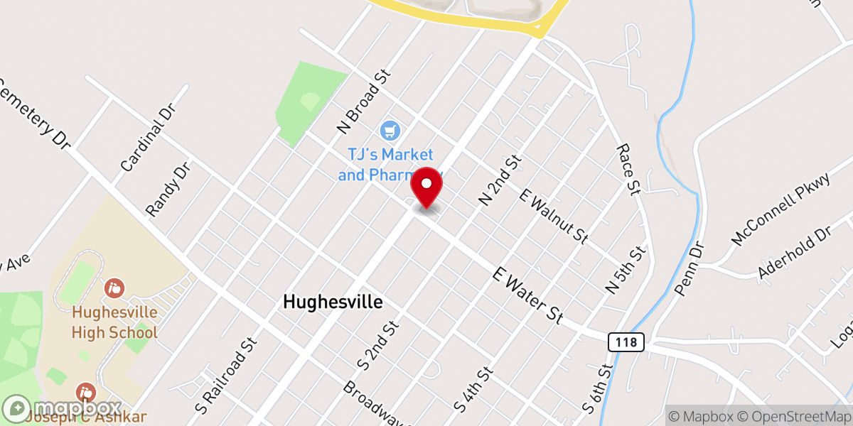 Map showing location of Hughesville