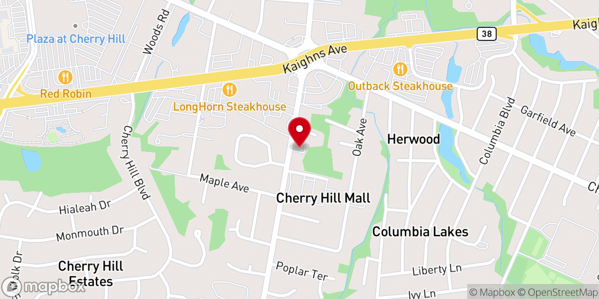 Map showing location of Young Israel of Cherry Hill