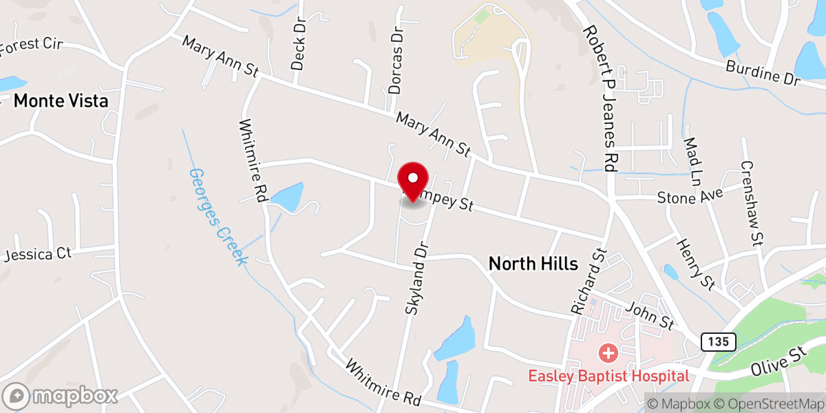 Map showing location of Calvary Hill Baptist Church