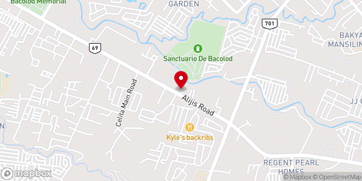 Map showing location of St. Jude Thaddeus Parish and Shrine