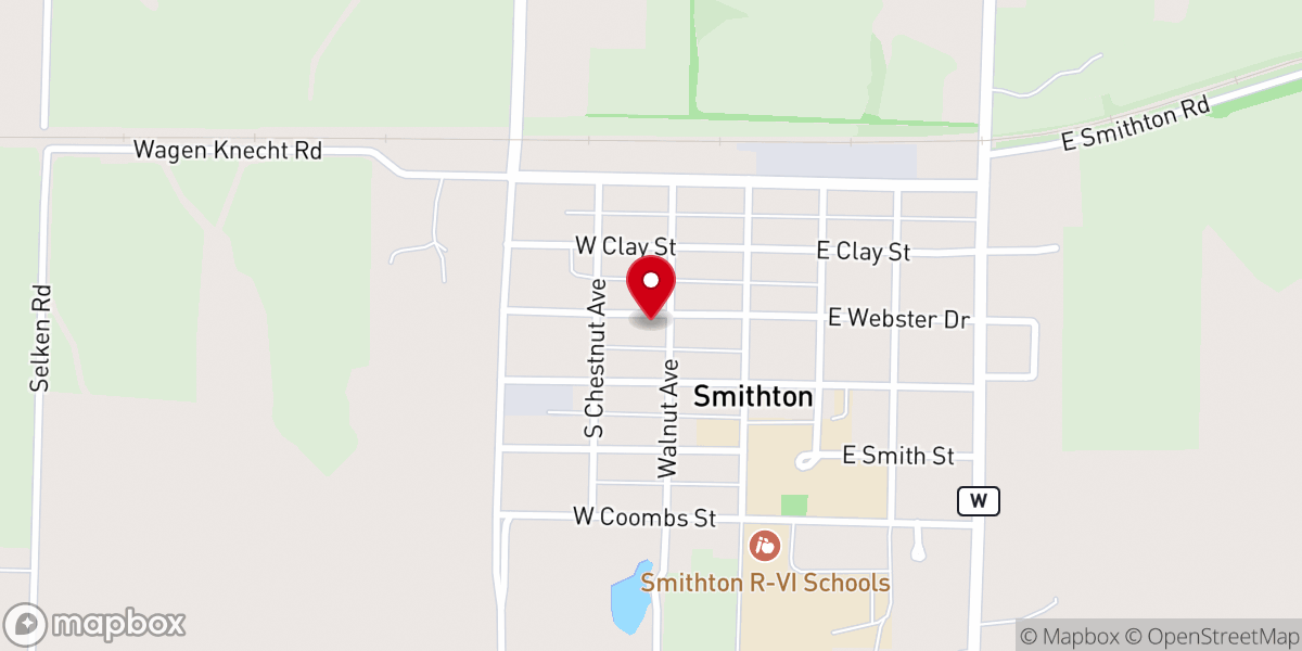 Map showing location of Smithton United Methodist Church