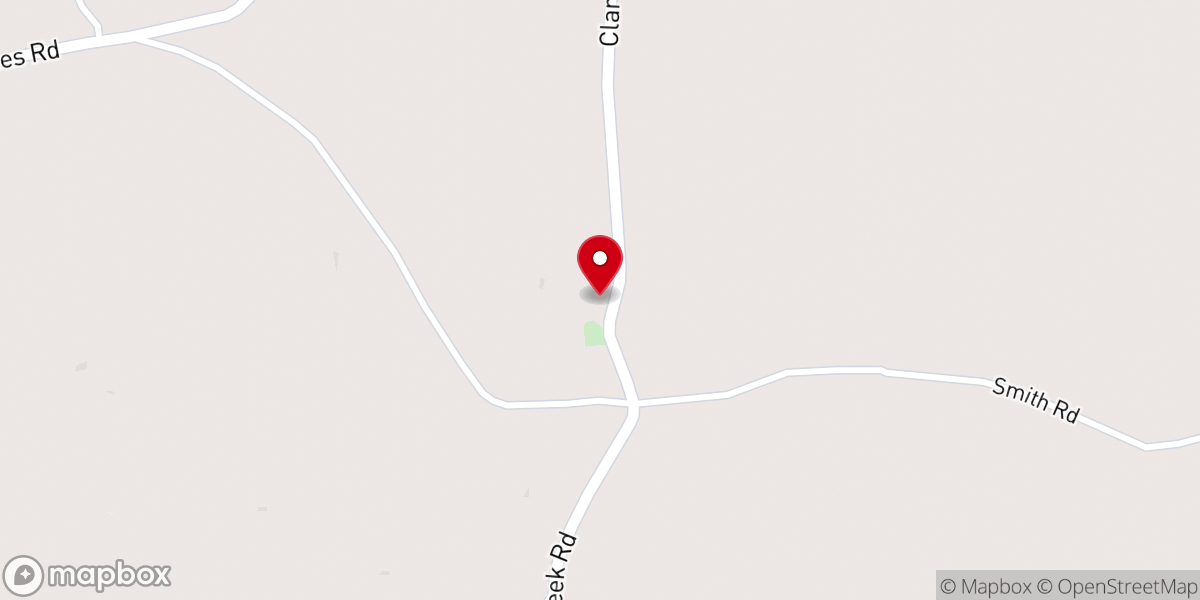 Map showing location of Clarks Creek Church