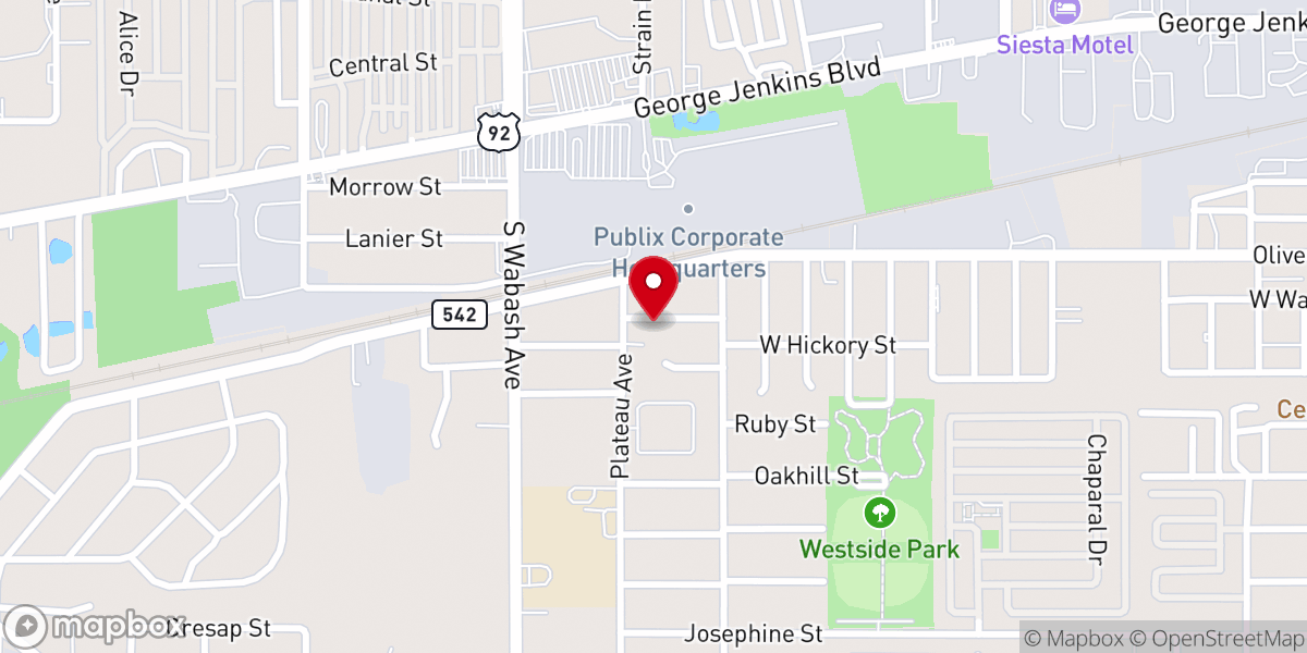 Map showing location of Westside Baptist Church
