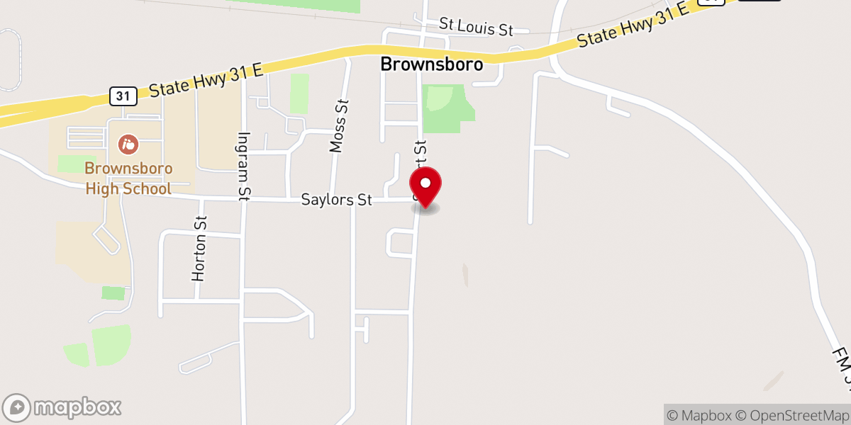 Map showing location of First Baptist Church Brownsboro