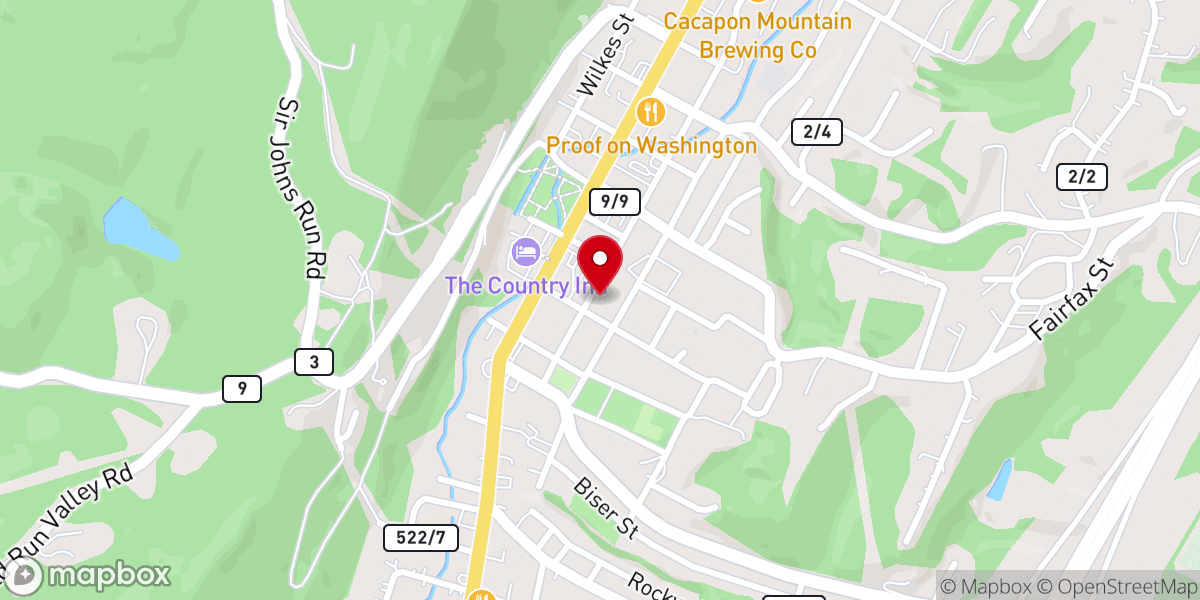 Map showing location of Berkeley Springs Presbyterian Church