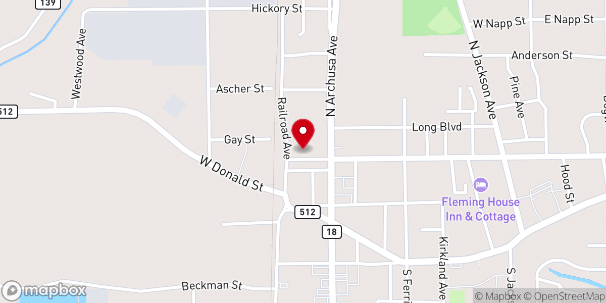 Map showing location of Dennis Rolison Body Shop