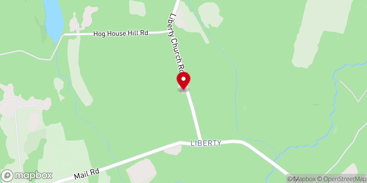 Map showing location of Liberty Baptist Church