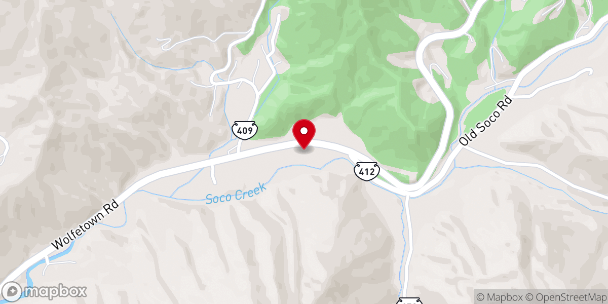 Map showing location of New Song Church Cherokee NC