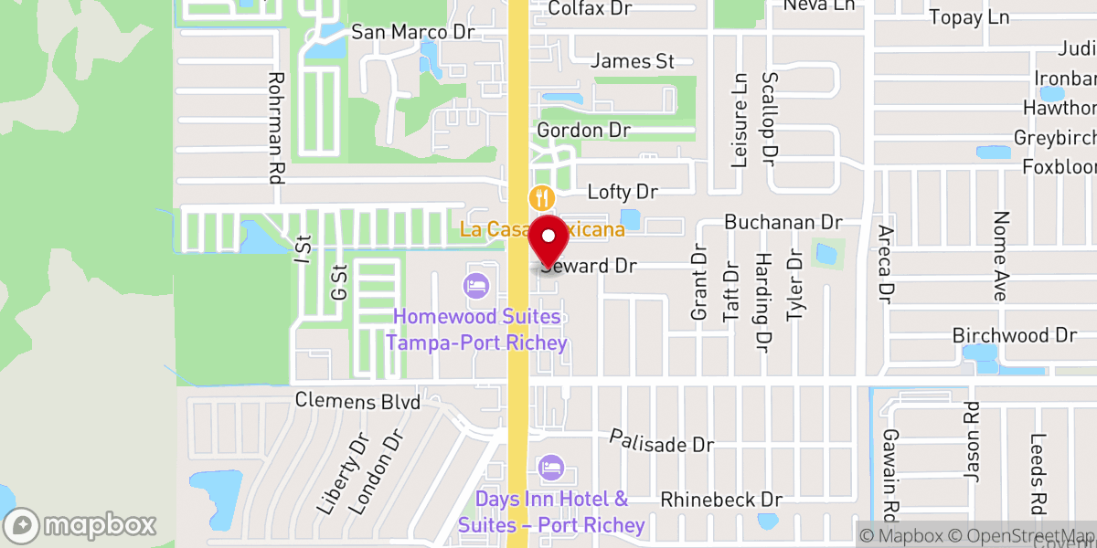 Map showing location of Unity Church of Port Richey