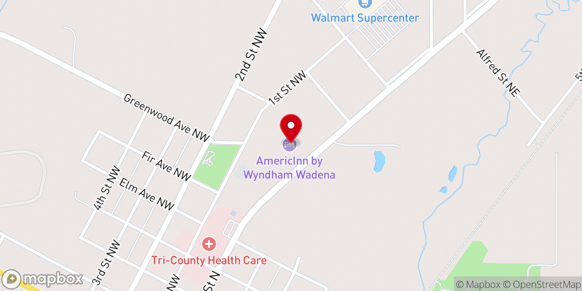 Map showing location of AmericInn by Wyndham Wadena