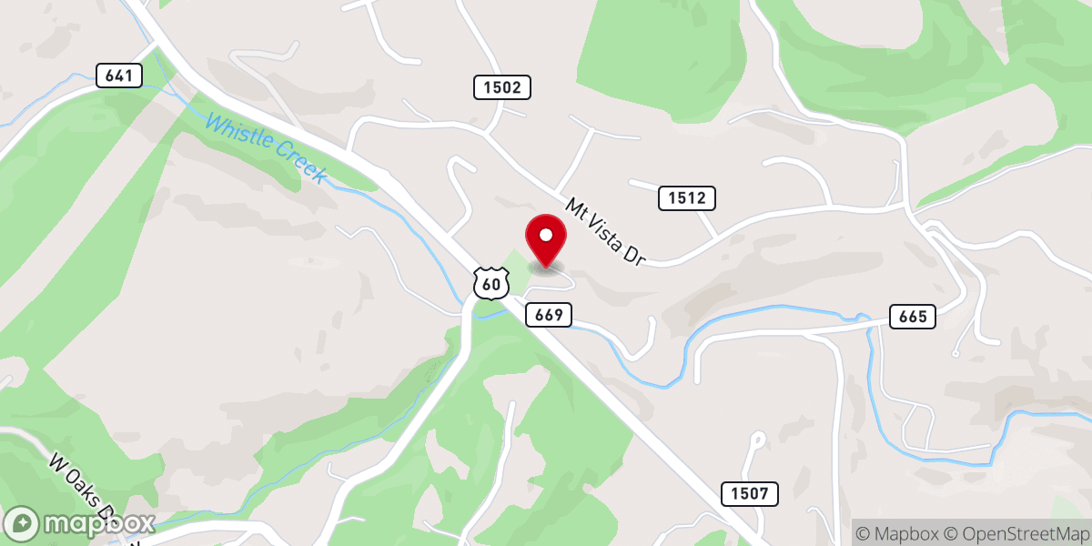 Map showing location of Bible Church at Rockbridge