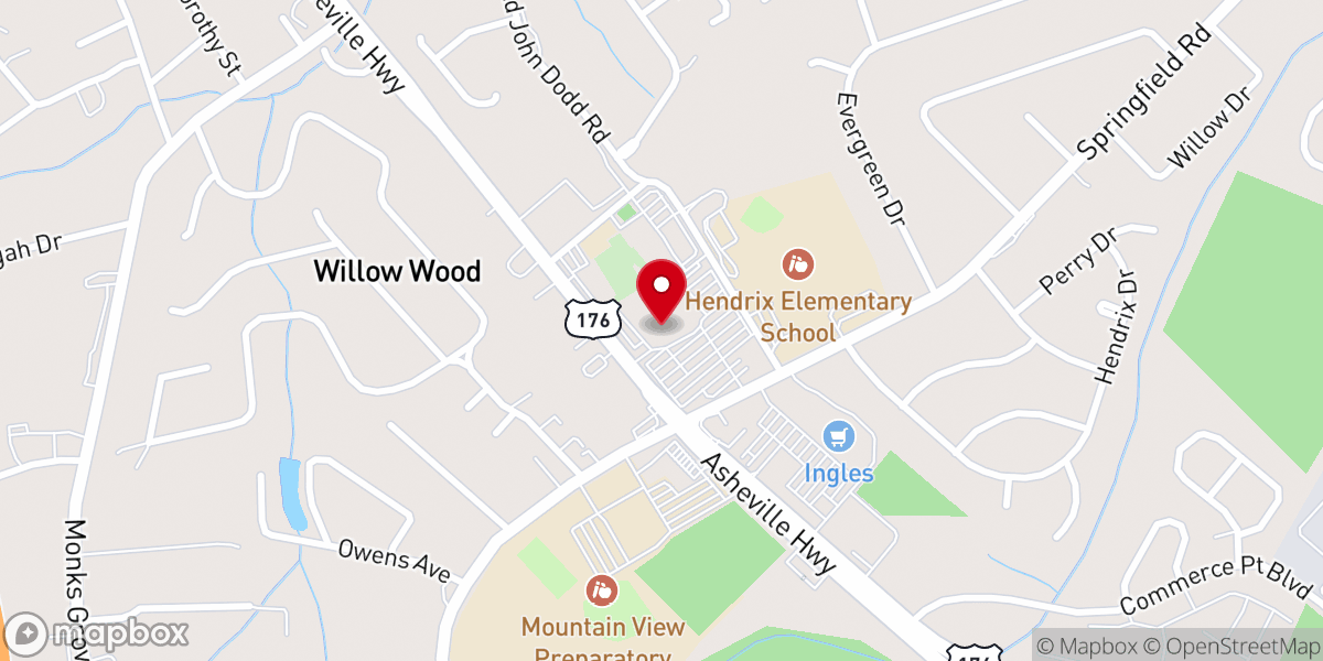 Map showing location of First Baptist North Spartanburg