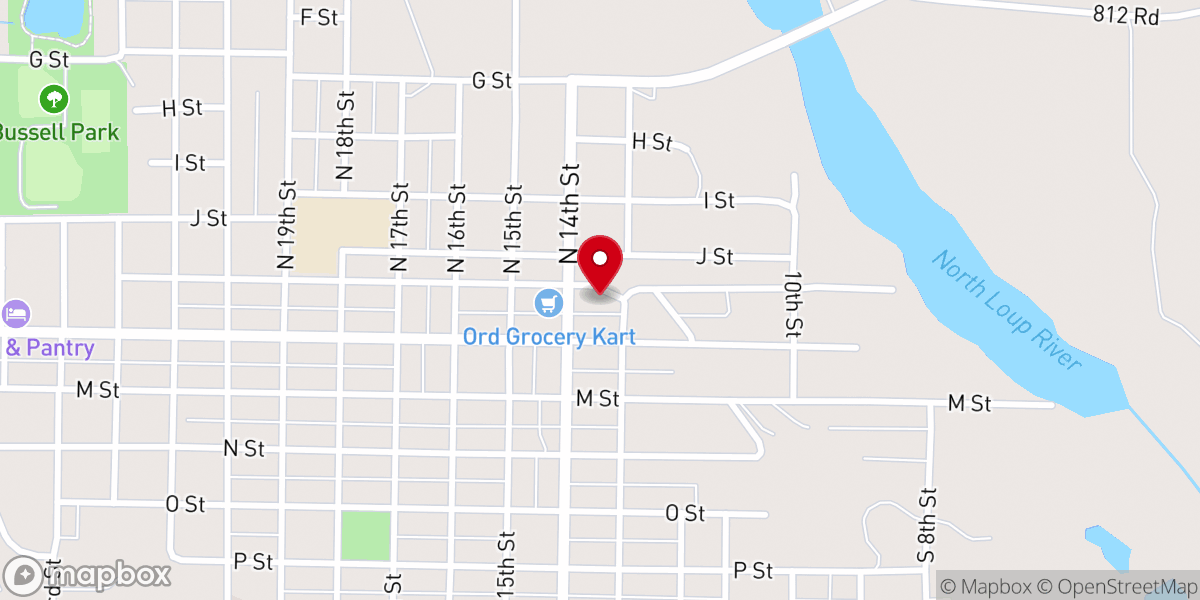 Map showing location of ORD First Methodist Church Food Pantry