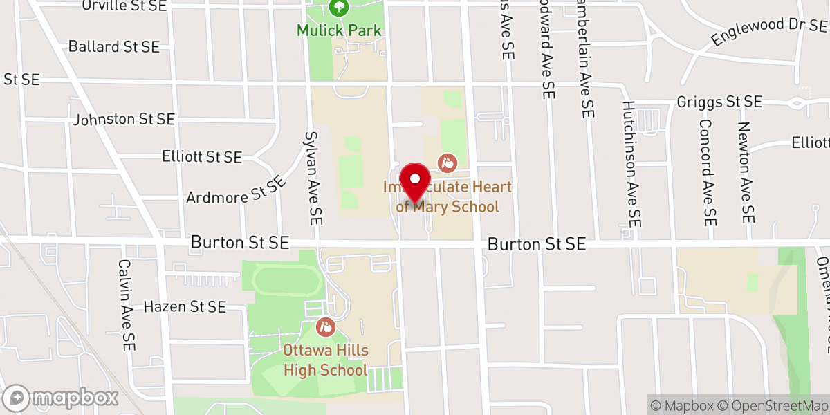 Map showing location of Immaculate Heart of Mary Church