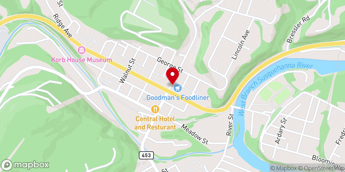 Map showing location of Curwensville